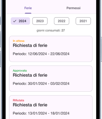 Visualizzano lo storico Ferie e Permessi